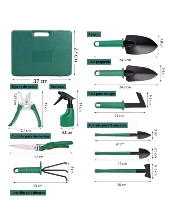 Kit Jardineria Herramientas Rastrillo Pasto Tijera De Poda - Imagen 4
